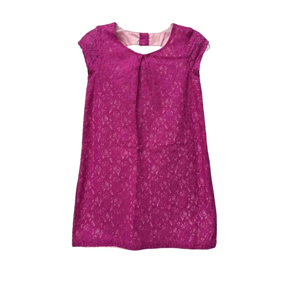 Dressed Up By Gymboree Girls Dress size 8 Pink Lace Overlay‎ Shift Button Back